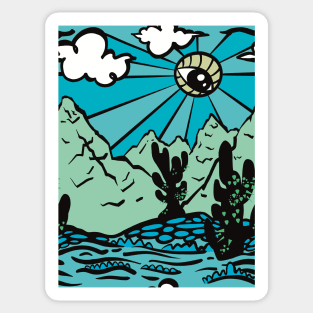 Alien Arizona Teal And Surreal Landscape Sticker